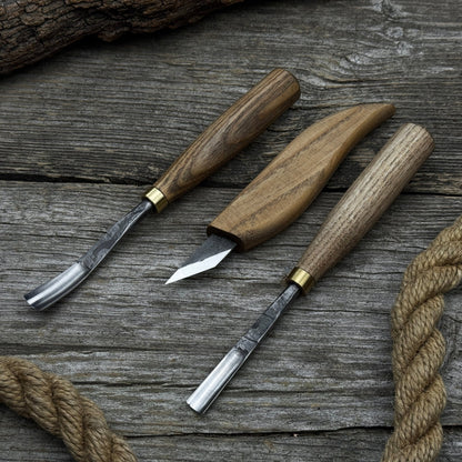 3-Piece Carving Set – Detail Gouges &amp; Whittling Knife