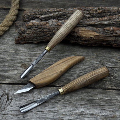 3-Piece Carving Set – Detail Gouges &amp; Whittling Knife
