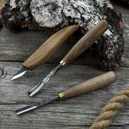 3-Piece Carving Set – Detail Gouges &amp; Whittling Knife