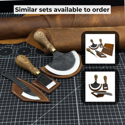 3-Piece Leatherworking Knife Set with Leather Sheaths