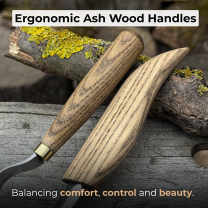 3-Piece Spoon Carving Set – Whittling Knife, Hook Knife &amp; Sharpening Strop