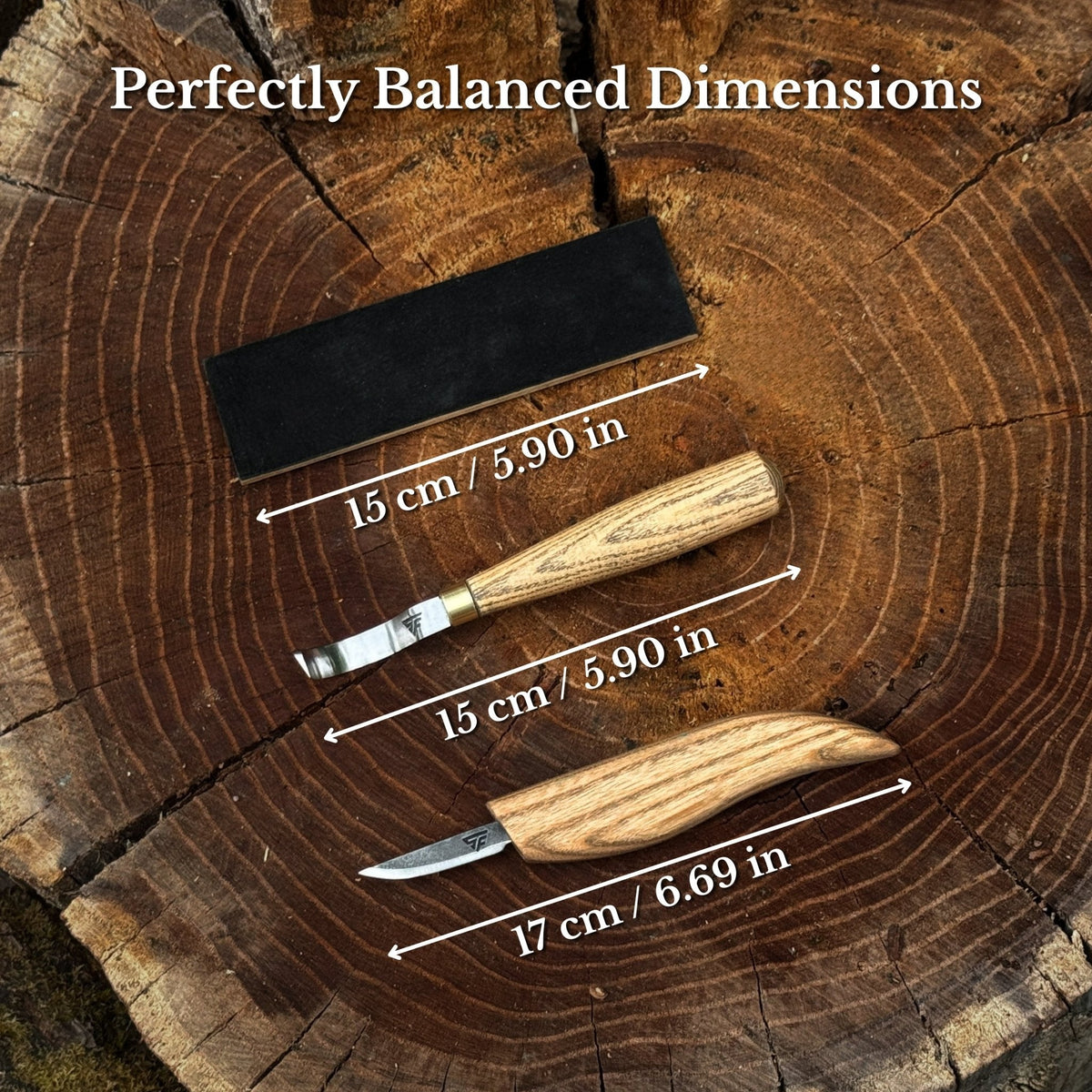 3-Piece Spoon Carving Set – Whittling Knife, Hook Knife &amp; Sharpening Strop