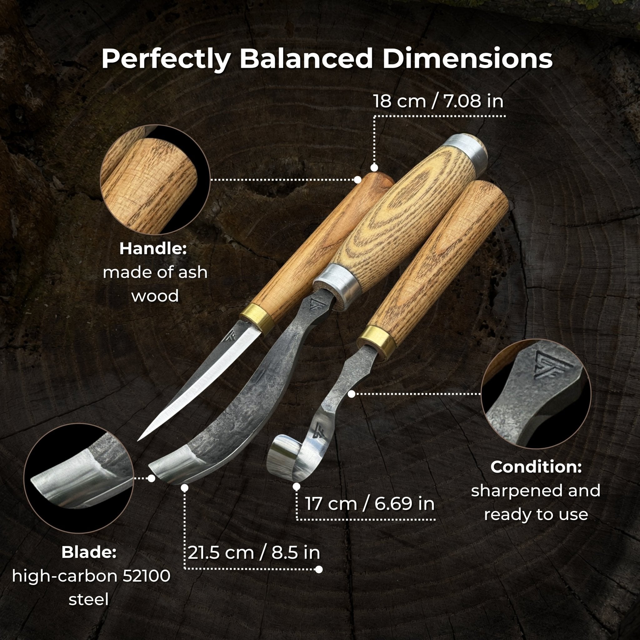 3-Piece Spoon Carving Tool Set