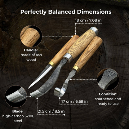 3-Piece Spoon Carving Tool Set