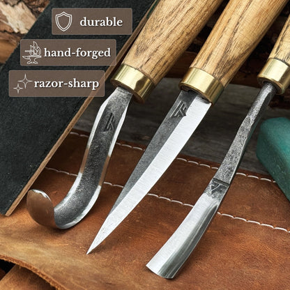 3-Piece Spoon Carving Tool Set with Sharpening Board
