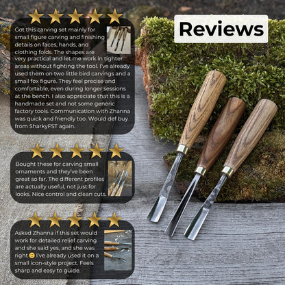 3-Piece Wood Carving Chisel &amp; Gouge Set