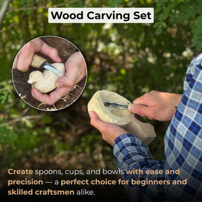 3-Piece Wood Carving Knife Set – Whittling Knife, Hook Knife &amp; Leather Strop