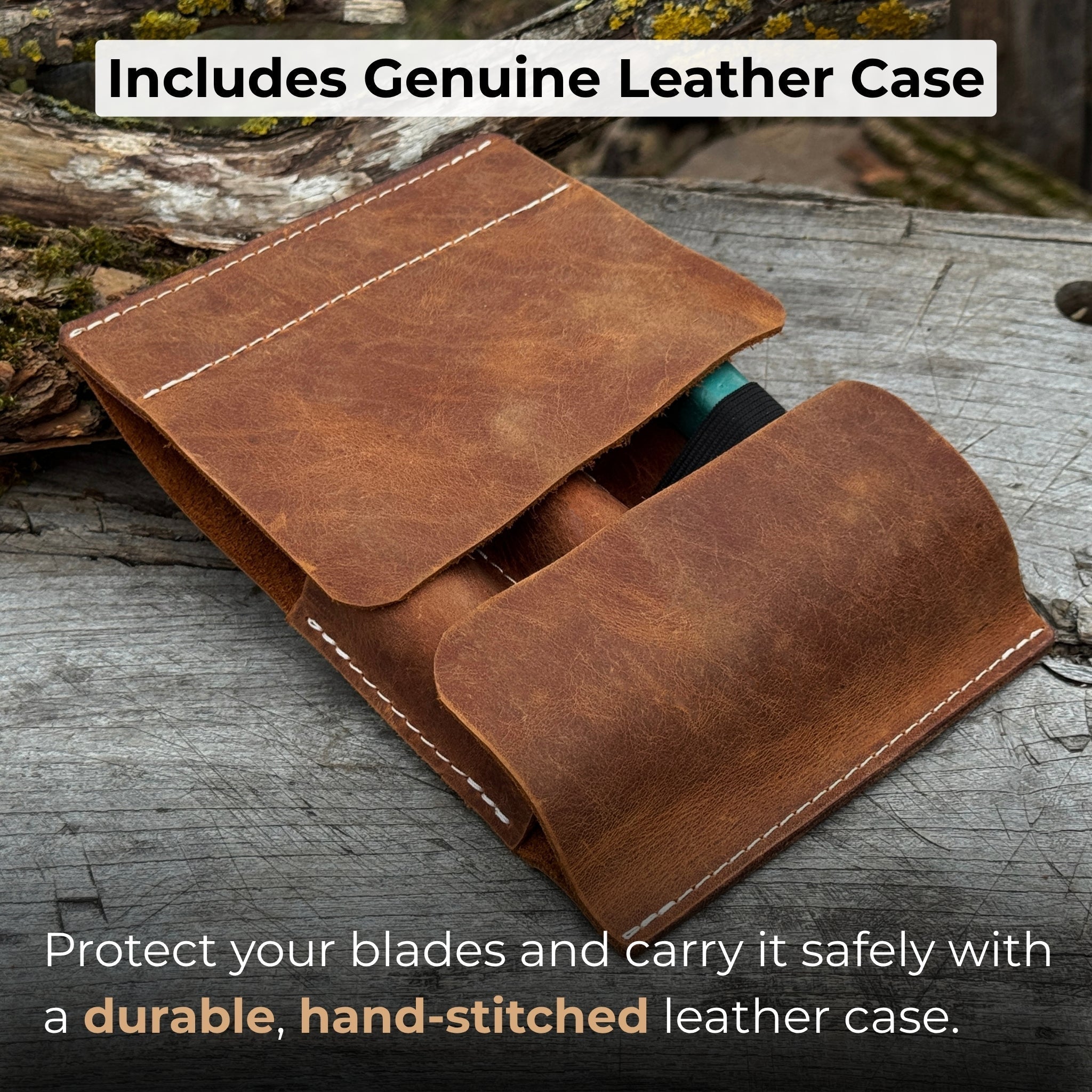 3-Piece Wood Carving Knife Set – Whittling Knife, Hook Knife &amp; Leather Strop