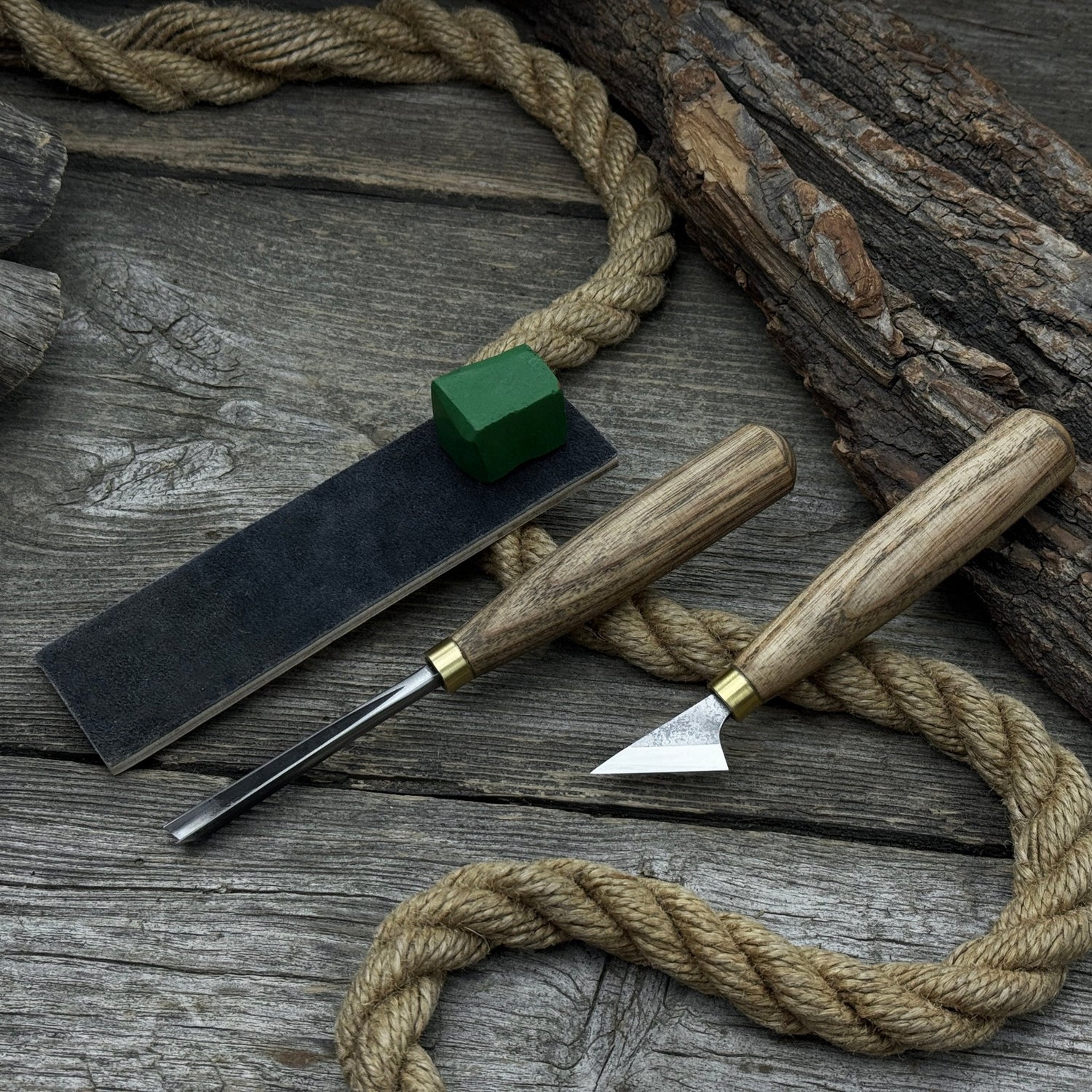 3-Piece Wood Carving Tool Set with Leather Strop