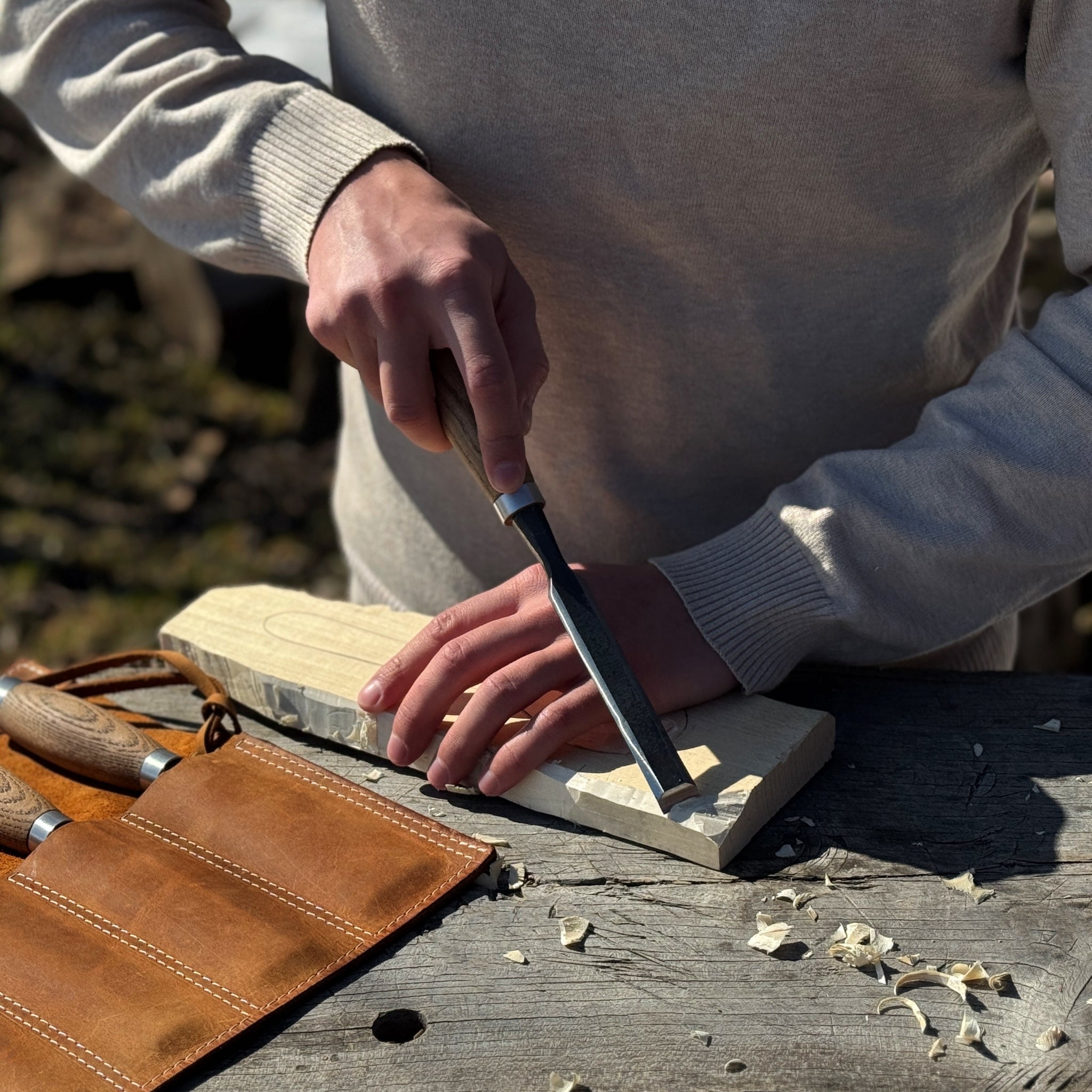 3 Pocket Leather Chisel Roll