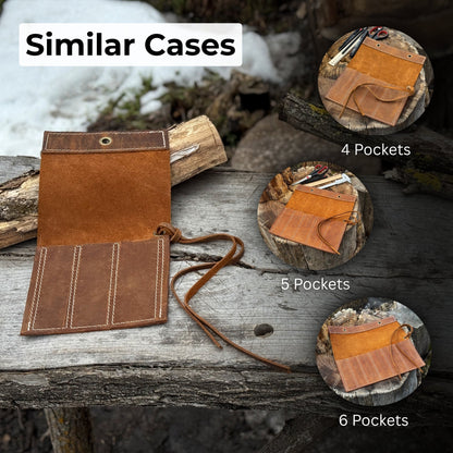 3 Pocket Leather Tool Roll for Chisels, Knives, and Small Hand Tools