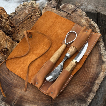 3 Pocket Leather Tool Roll