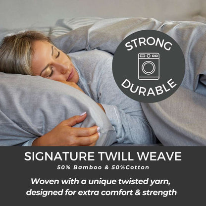 Bamboo Cotton Bed Sheets - Silver