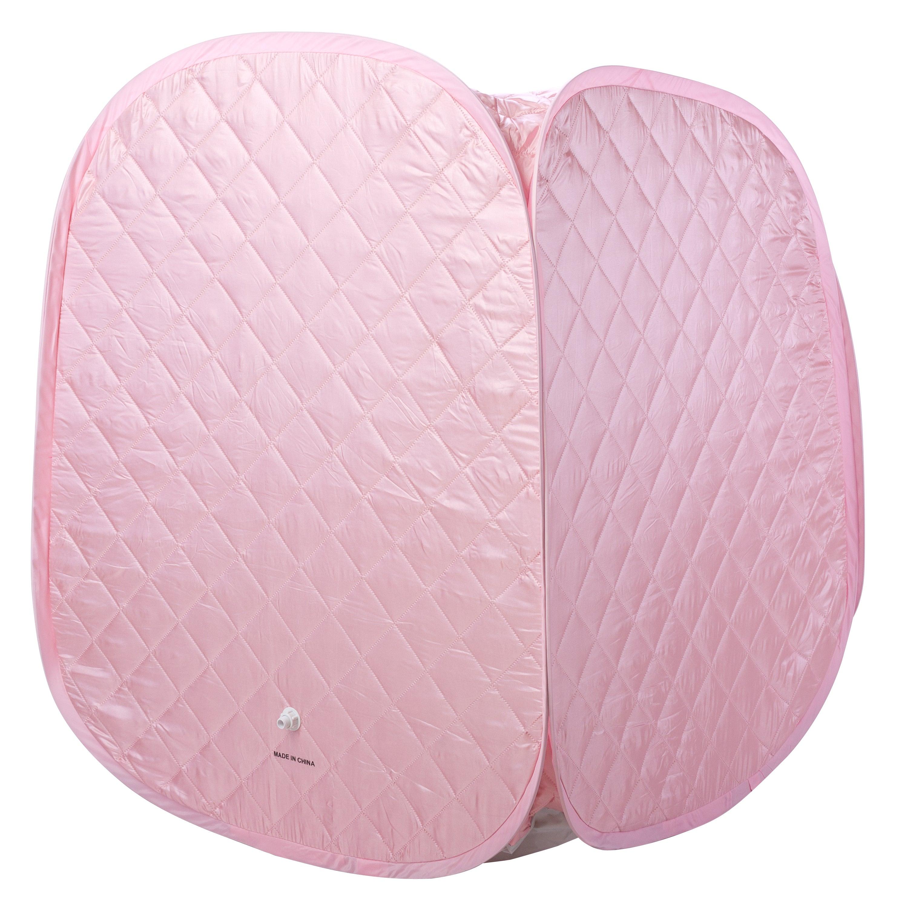 Durasage Personal Foldable Steam Sauna for Relaxation at Home, 60 Minute Timer, 800 Watt Steam Generator, Chair Included - Light Pink
