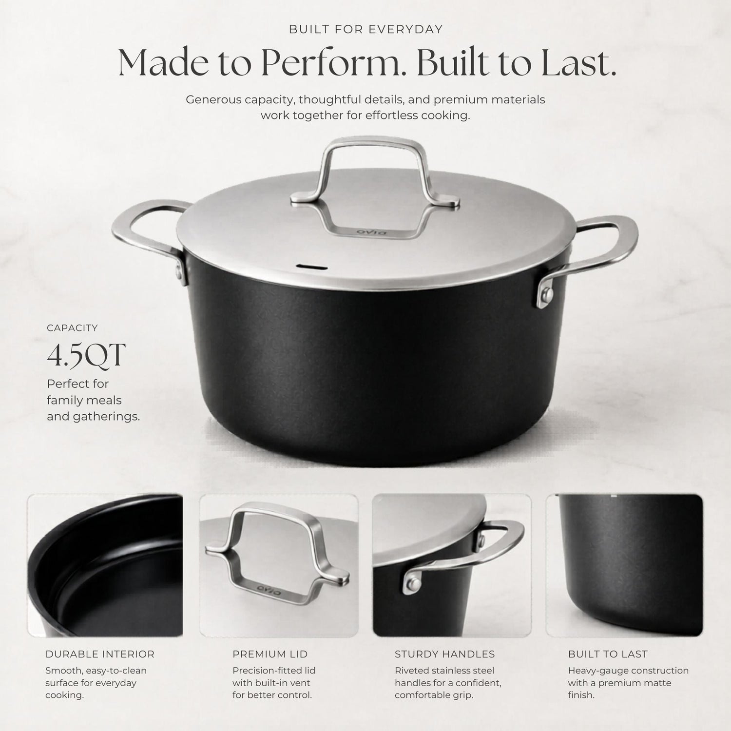 Ceramic Nonstick Stock Pot with Lid, 4.5-Qt