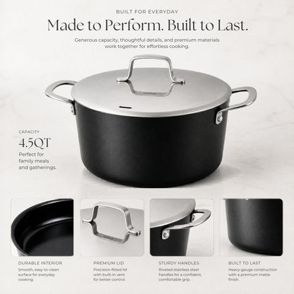Ceramic Nonstick Stock Pot with Lid, 4.5-Qt