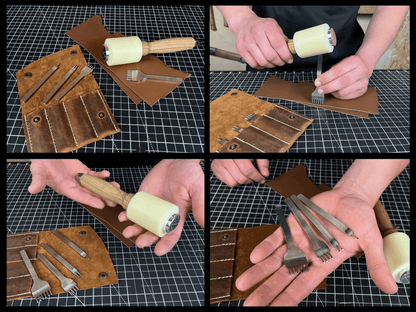 4-Piece Diamond Style Leather Pricking Iron and Leather Nylon Hammer
