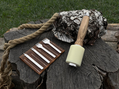 4-Piece Diamond Style Leather Pricking Iron and Leather Nylon Hammer