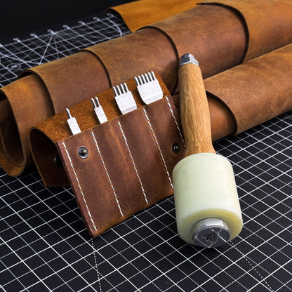 4-Piece Diamond Style Leather Pricking Iron and Leather Nylon Hammer