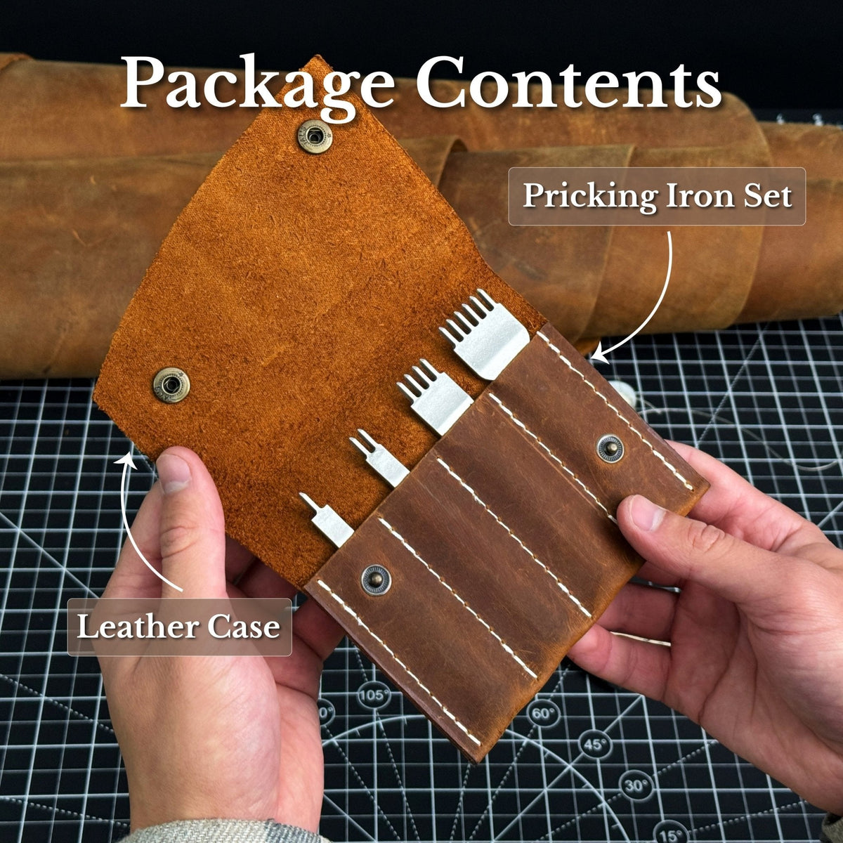 4-Piece Diamond Style Leather Pricking Iron and Leather Nylon Hammer