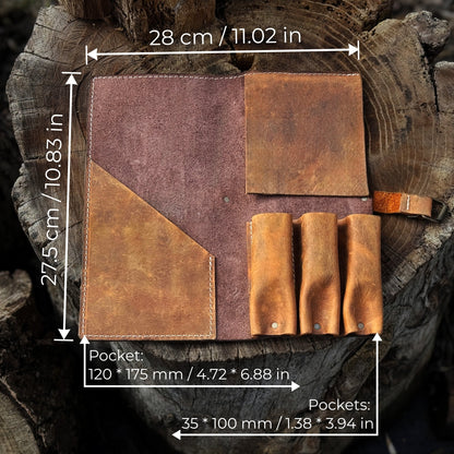 4 Pocket Leather Tool Roll for Carving Tools