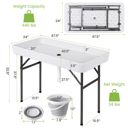 4 Feet Plastic Party Ice Folding Table with Matching Skirt