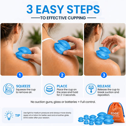 EDGE™ Cupping Set Blue, 8 Cups (2L, 2M, 4S)