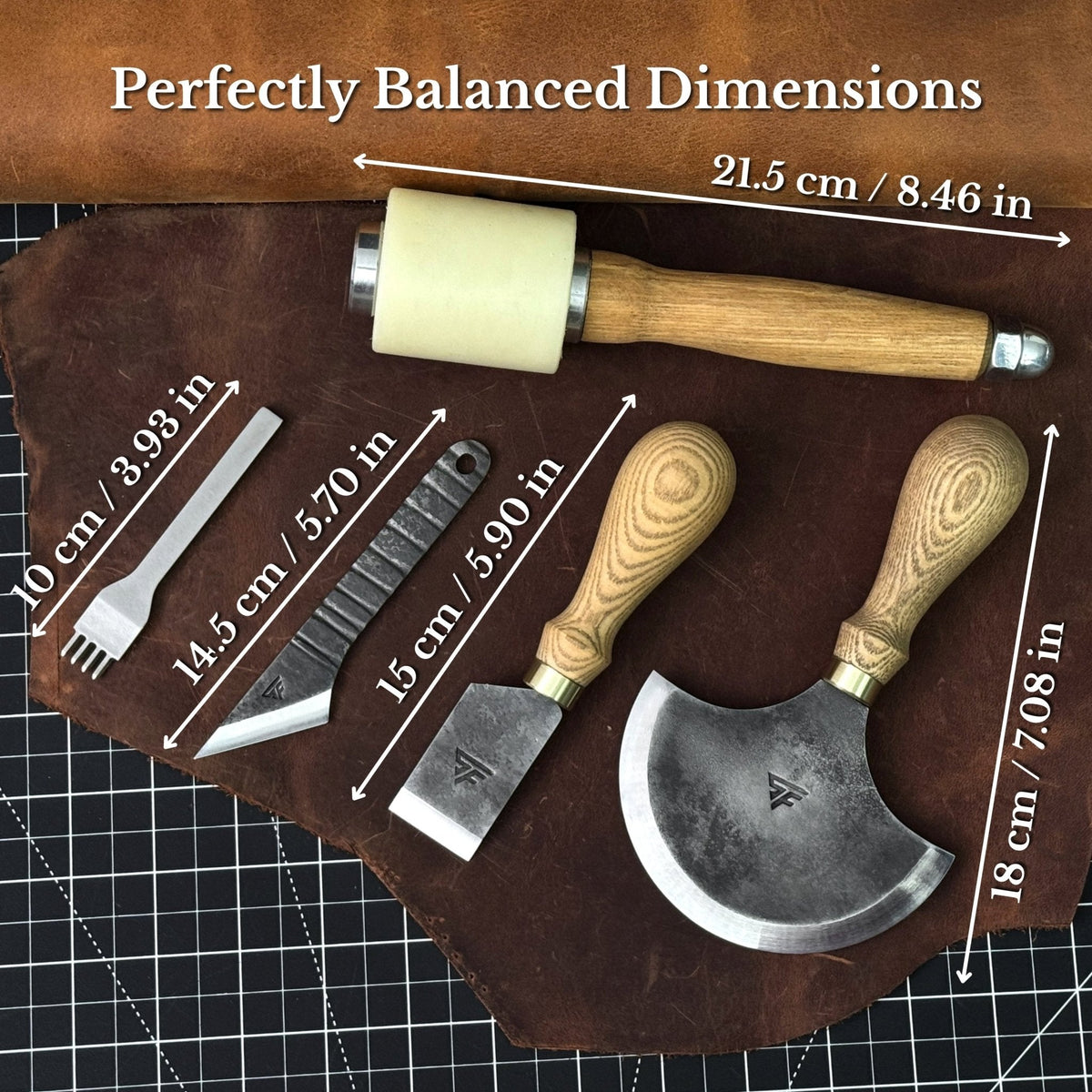5-Piece Leather Working Tool Set With Nylon Mallet