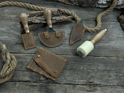 5-Piece Leather Working Tool Set With Nylon Mallet