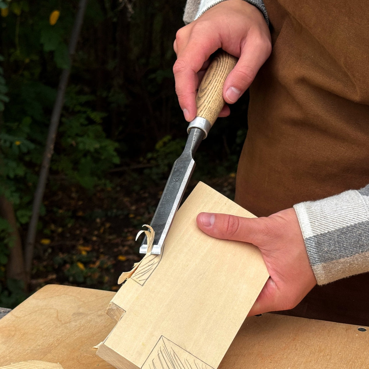 5-Piece Small Timber Framing Chisel Set with Leather Case