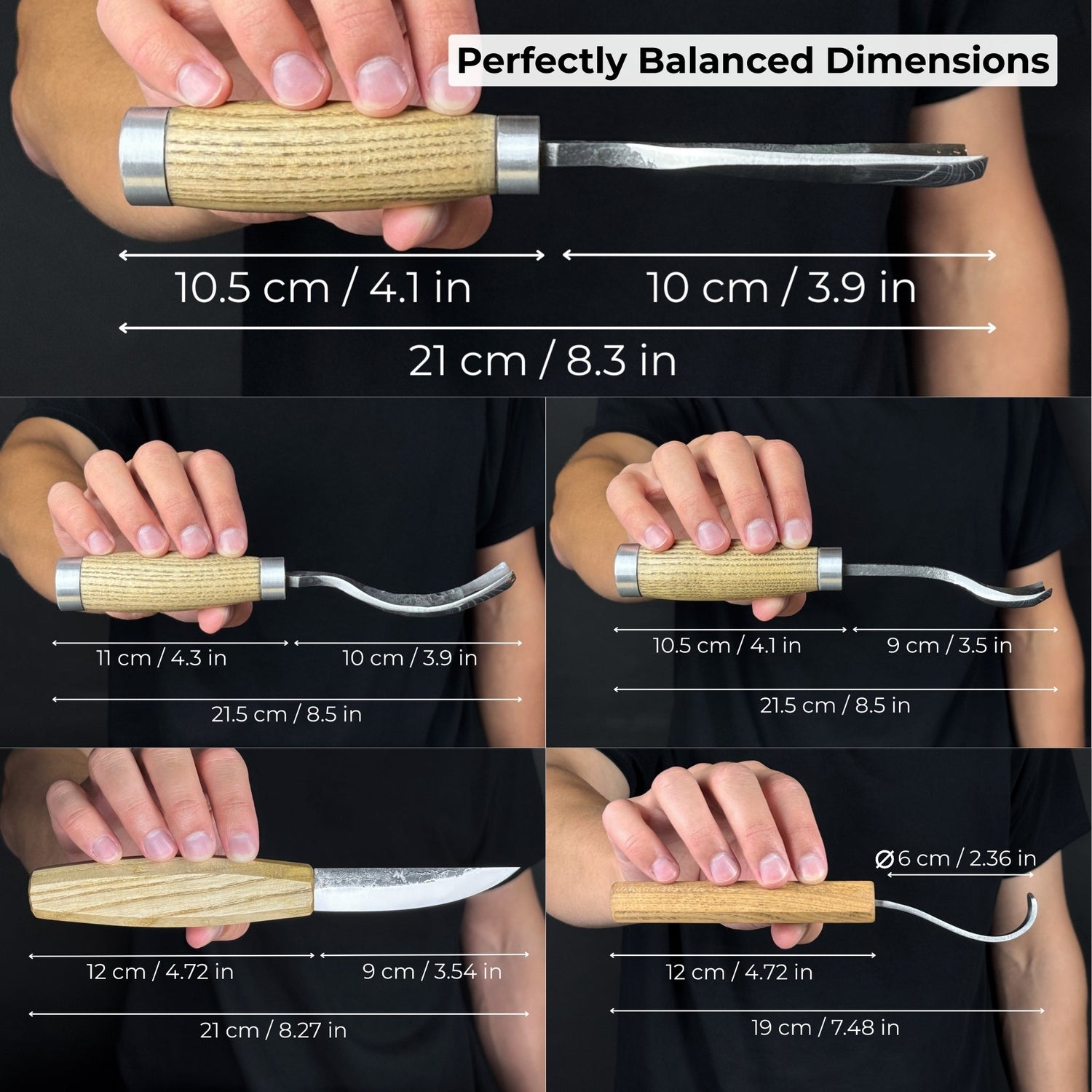 5-Piece Spoon &amp; Bowl Carving Tool Set with Leather Sheaths