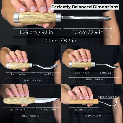 5-Piece Spoon &amp; Bowl Carving Tool Set with Leather Sheaths