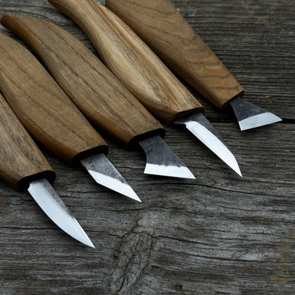 5-Piece Wood Carving Knife Set with Sharpening Board &amp; Leather Case