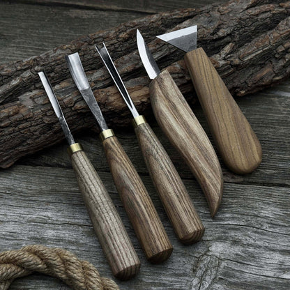 5-Piece Wood Carving Tool Set – Carving Knives, Chisels &amp; Gouges