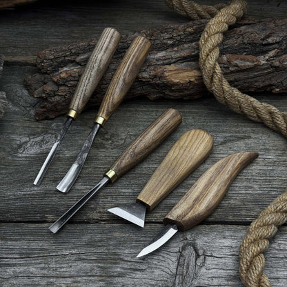 5-Piece Wood Carving Tool Set – Carving Knives, Chisels &amp; Gouges
