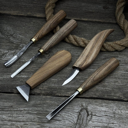 5-Piece Wood Carving Tool Set – Carving Knives, Chisels &amp; Gouges