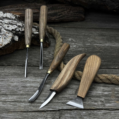 5-Piece Wood Carving Tool Set – Carving Knives, Chisels &amp; Gouges