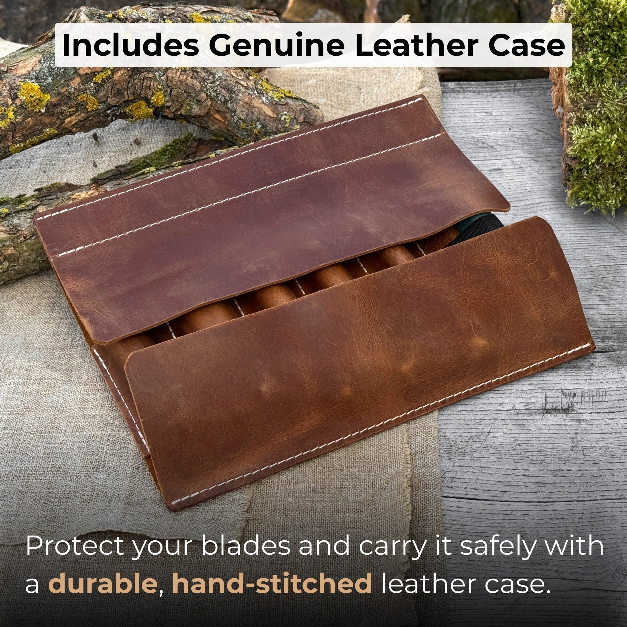 5-Piece Wood Carving Tool Set with Sharpening Board &amp; Leather Case