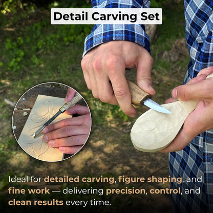 5-Piece Wood Carving Tool Set with Sharpening Board &amp; Leather Case