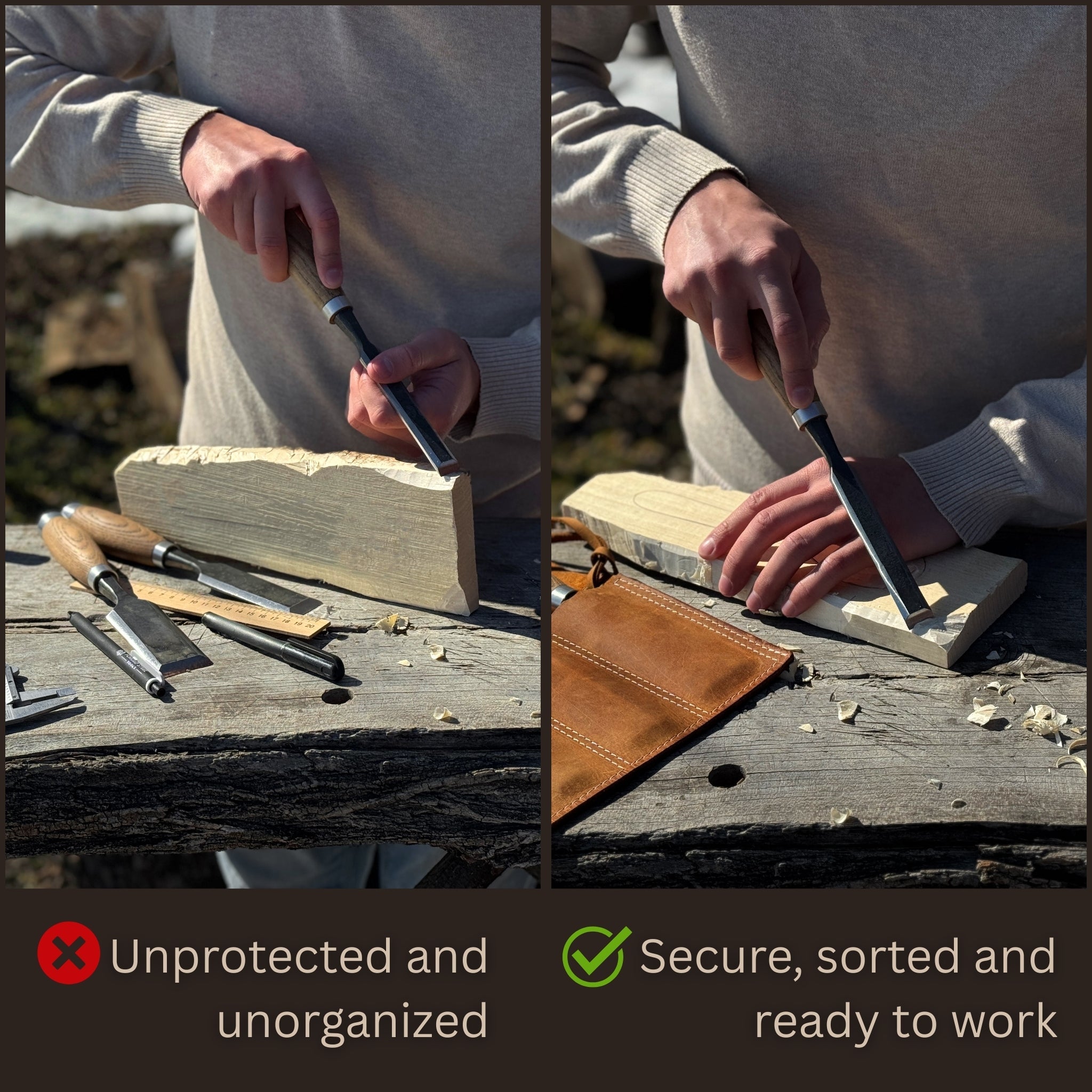 5 Pocket Leather Chisel Roll