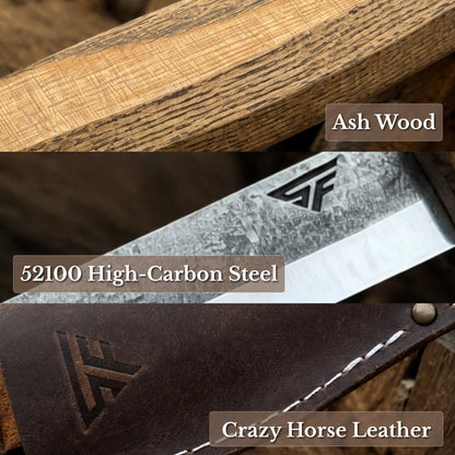 Whittling Sloyd Knife with Leather Sheath, 10 cm (3.94 inches)