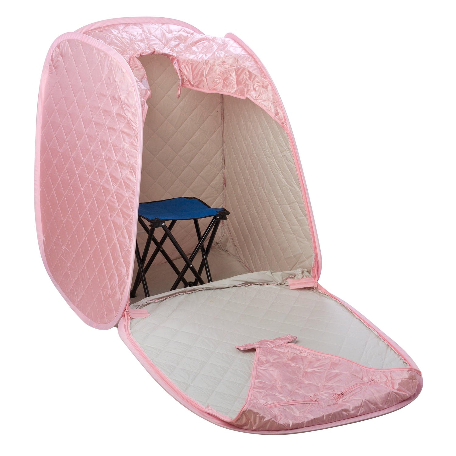 Durasage Personal Foldable Steam Sauna for Relaxation at Home, 60 Minute Timer, 800 Watt Steam Generator, Chair Included - Light Pink