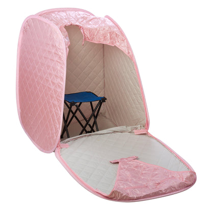 Durasage Personal Foldable Steam Sauna for Relaxation at Home, 60 Minute Timer, 800 Watt Steam Generator, Chair Included - Light Pink