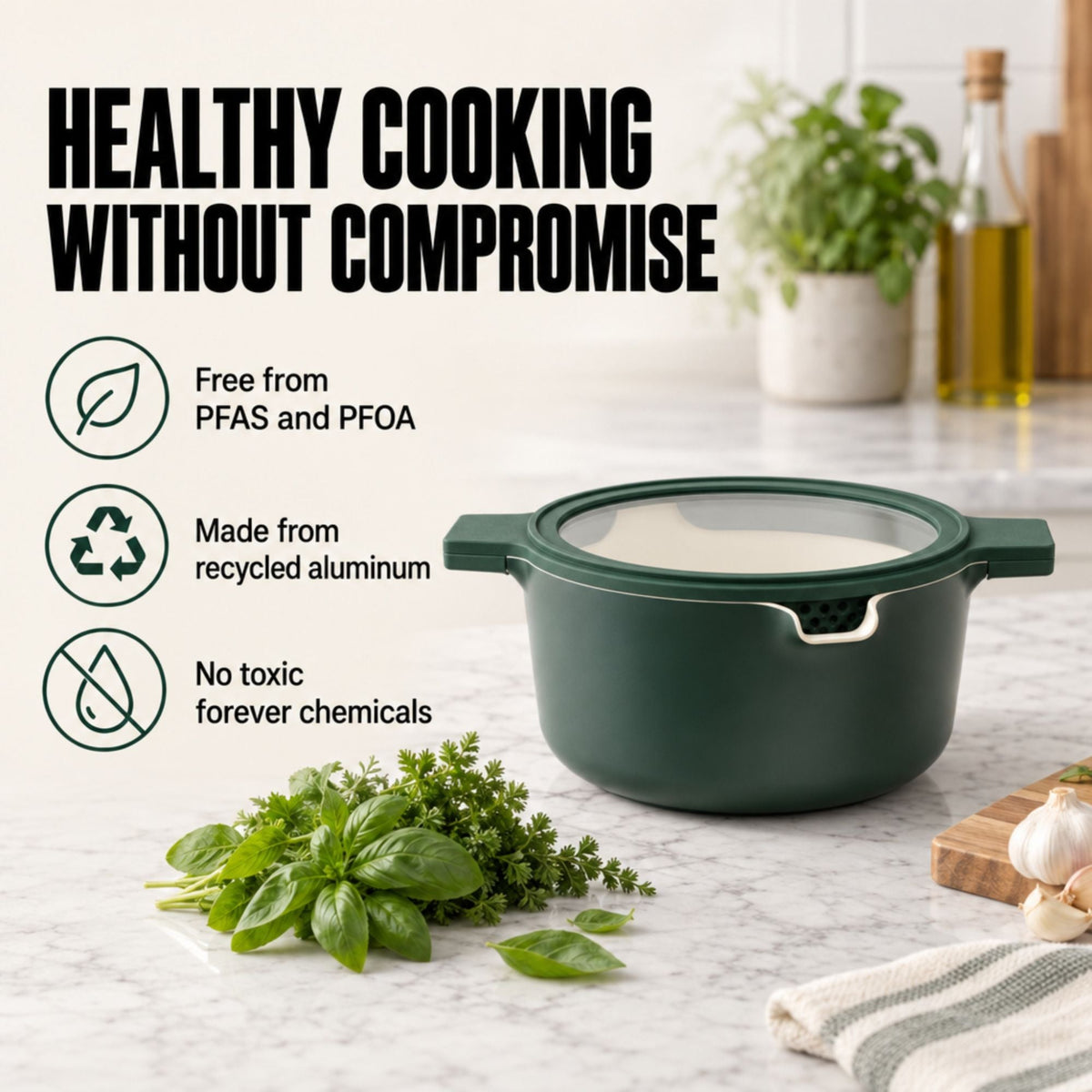 Stackable Nonstick Cookware Set, 5-Piece