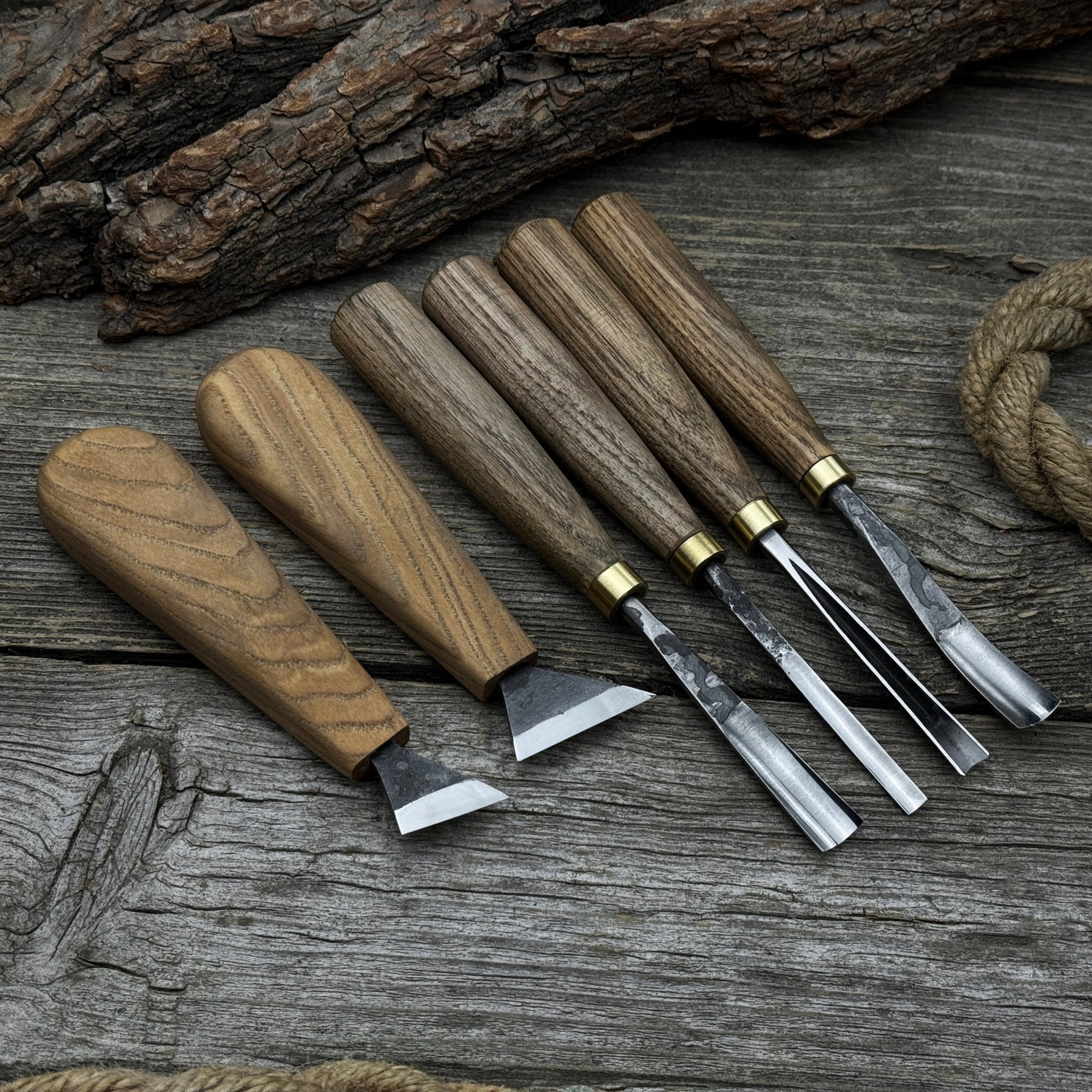 6-Piece Wood Carving Tool Set – Knives, Gouges &amp; Chisels for Detail Work