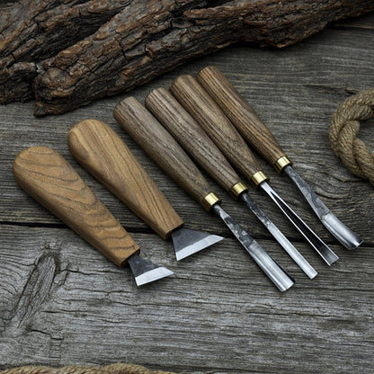 6-Piece Wood Carving Tool Set – Knives, Gouges &amp; Chisels for Detail Work