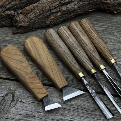 6-Piece Wood Carving Tool Set – Knives, Gouges &amp; Chisels for Detail Work