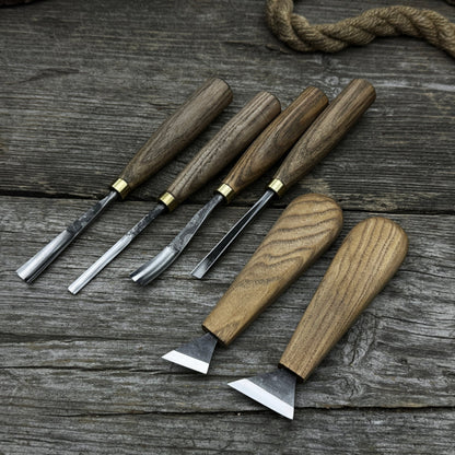 6-Piece Wood Carving Tool Set – Knives, Gouges &amp; Chisels for Detail Work