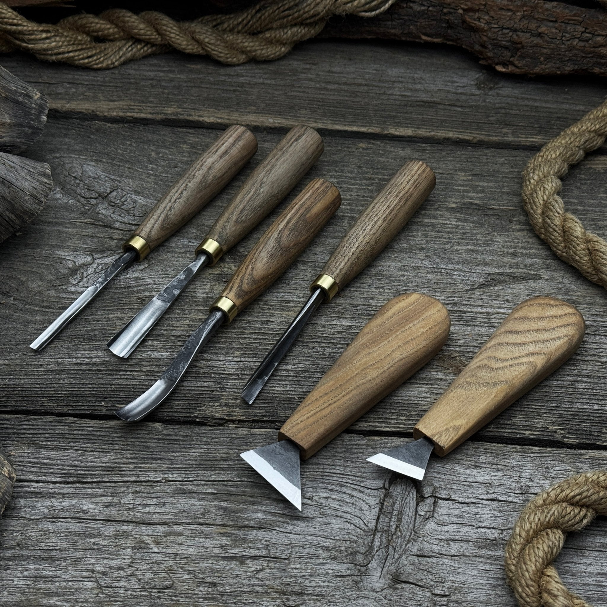 6-Piece Wood Carving Tool Set – Knives, Gouges &amp; Chisels for Detail Work