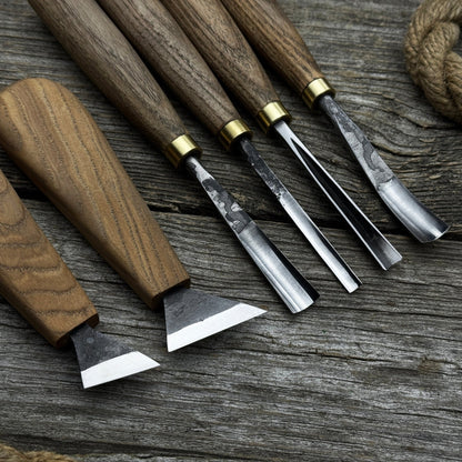 6-Piece Wood Carving Tool Set – Knives, Gouges &amp; Chisels for Detail Work